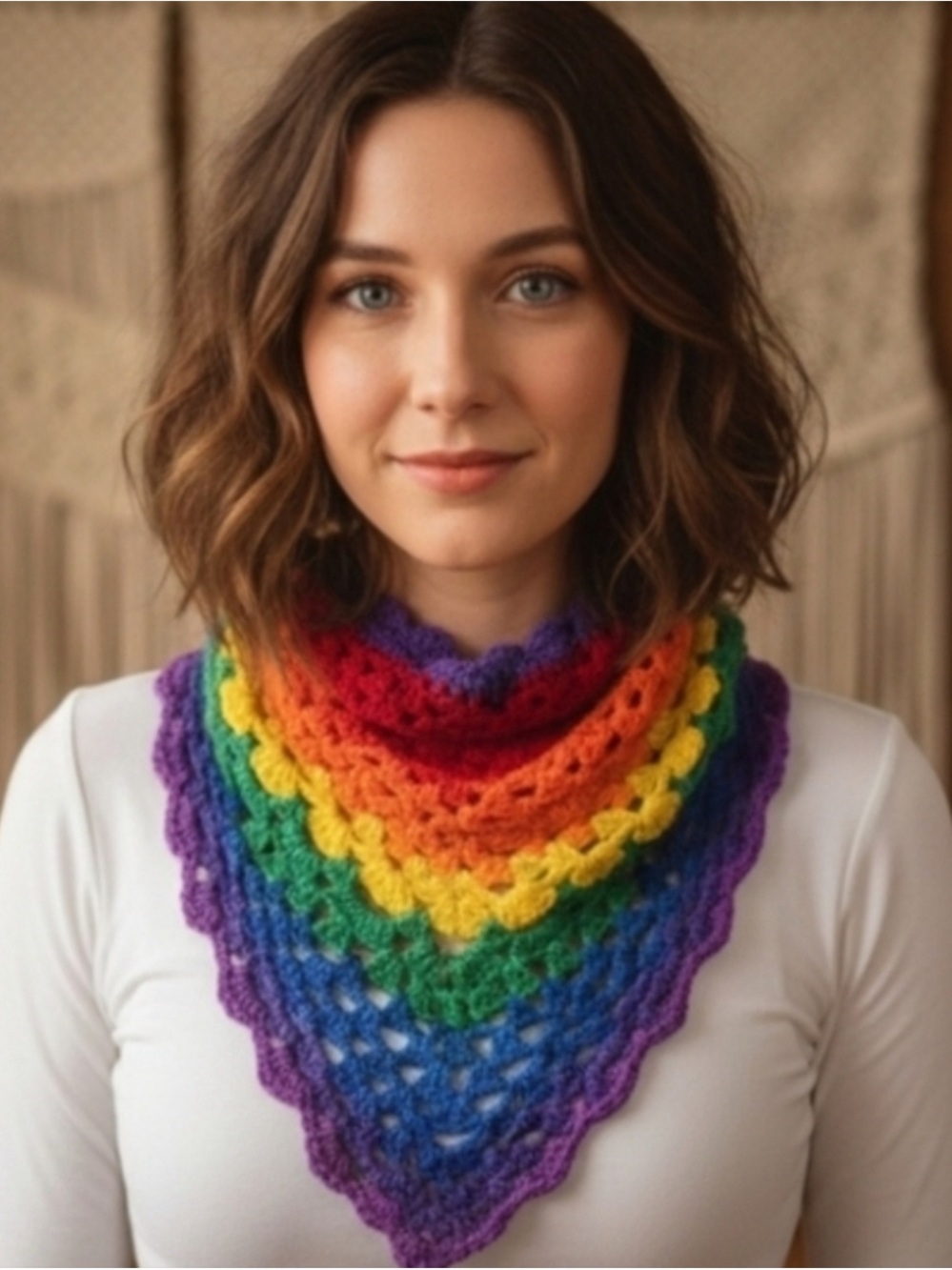 Handmade Rainbow Festival Scarf